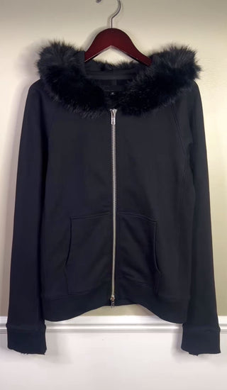 black fur hoodie